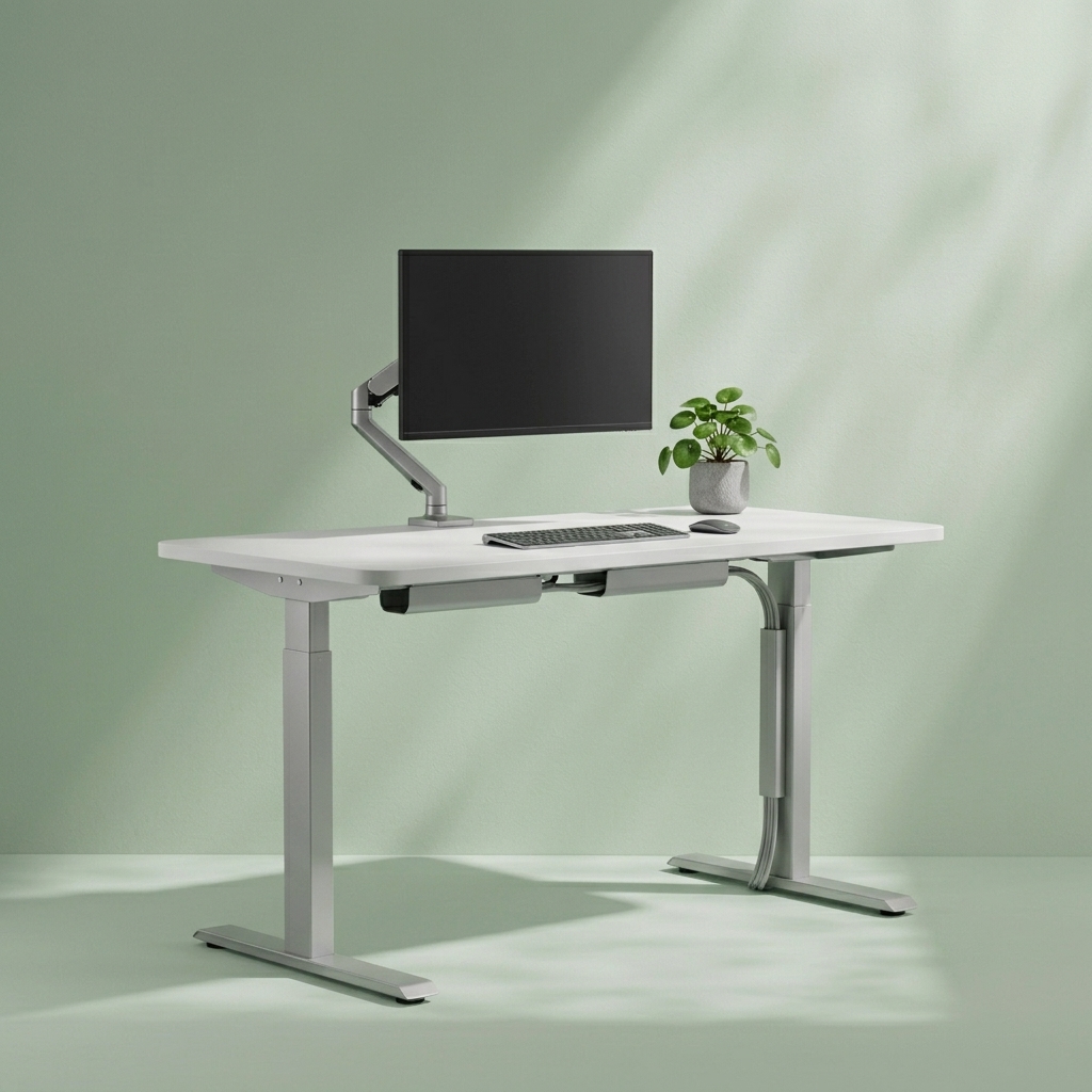 Premium office workstation desk with monitor arm